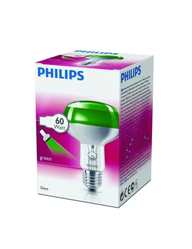 Philips colored reflector incandescent lamp NR80 60 W E27 green